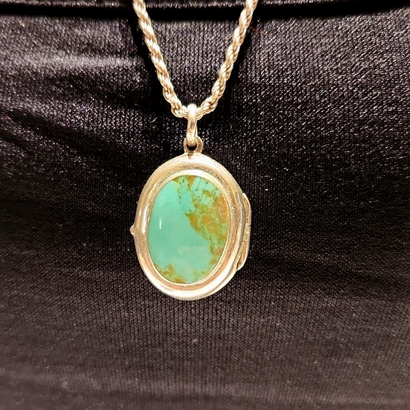 Sterling Silver and Turquoise Locket - Picture 2 of 9